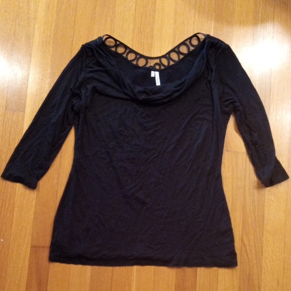 Lace Applique Women's Black Top XL